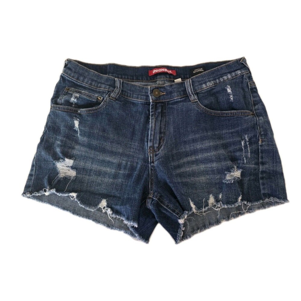 Unionbay Vintage Boyfriend Y2K Denim Distressed Jean Shorts Size 9 Union Bay